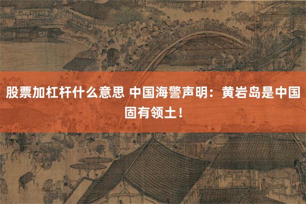 股票加杠杆什么意思 中国海警声明：黄岩岛是中国固有领土！